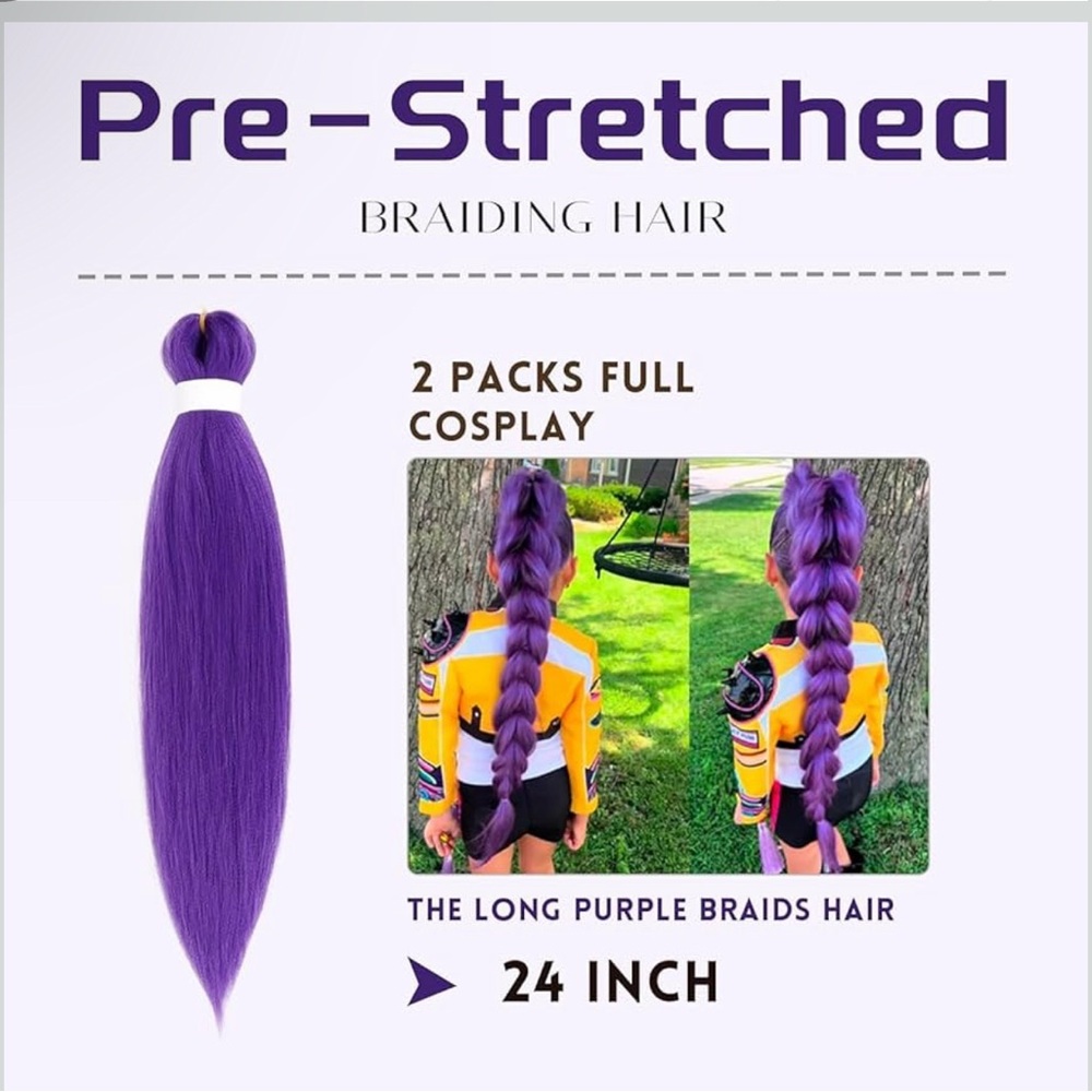 Purple braiding hair